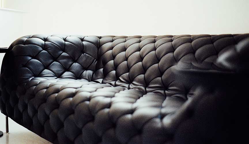 black leather couch