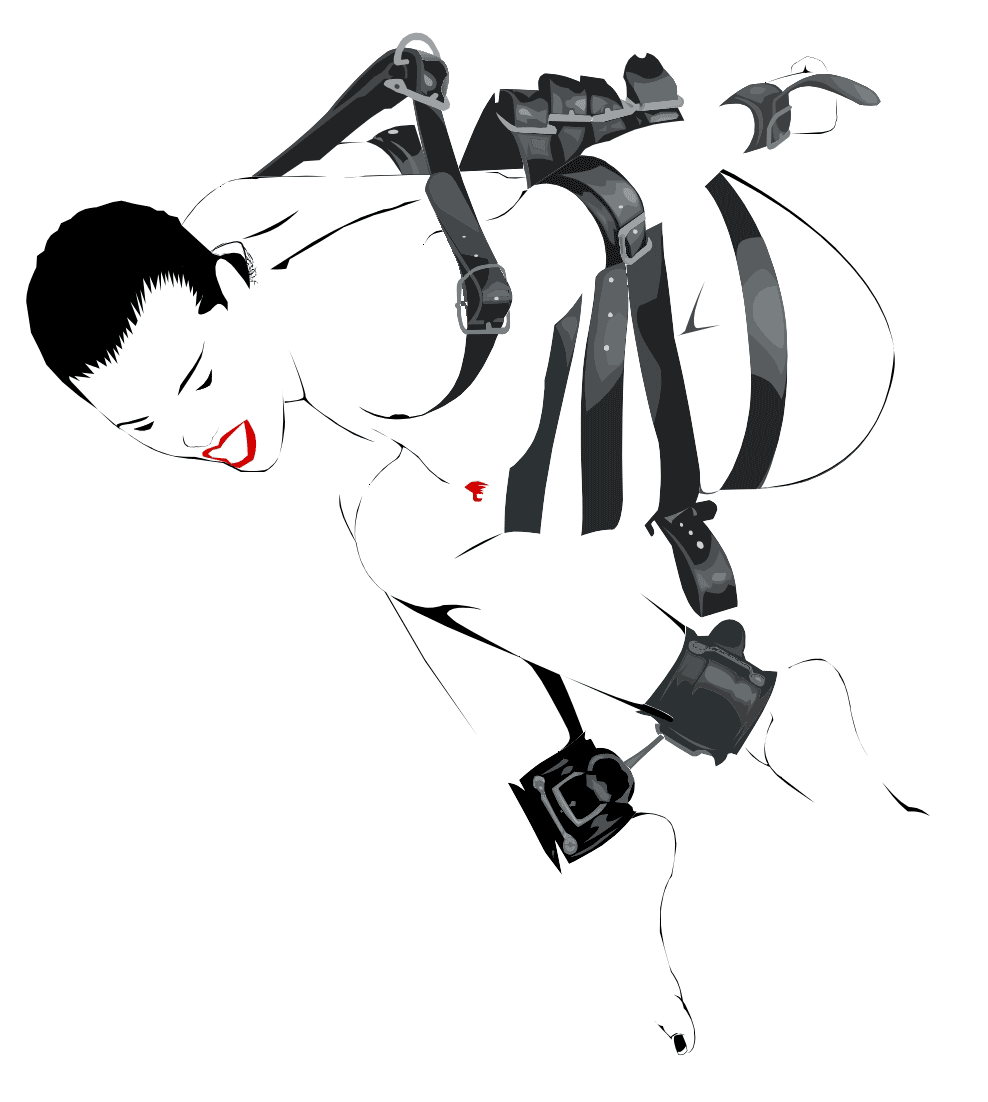 illustration of woman suspended in bondage